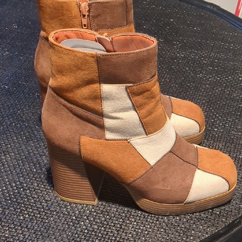 True Craft Multicolor Patchwork Heeled Boots - image 1